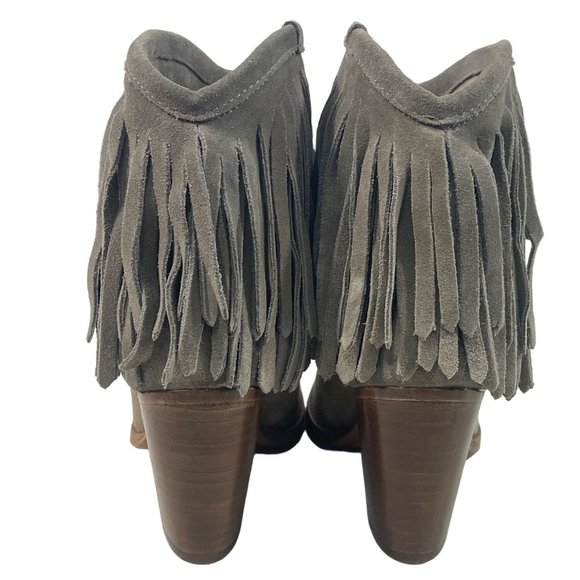 Frye Women's Grey Leather Ankle Booties Sz 7 - NWOB - Picture 4 of 8